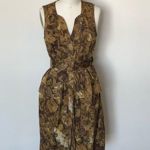 Sleeveless Button Front Belted Dress